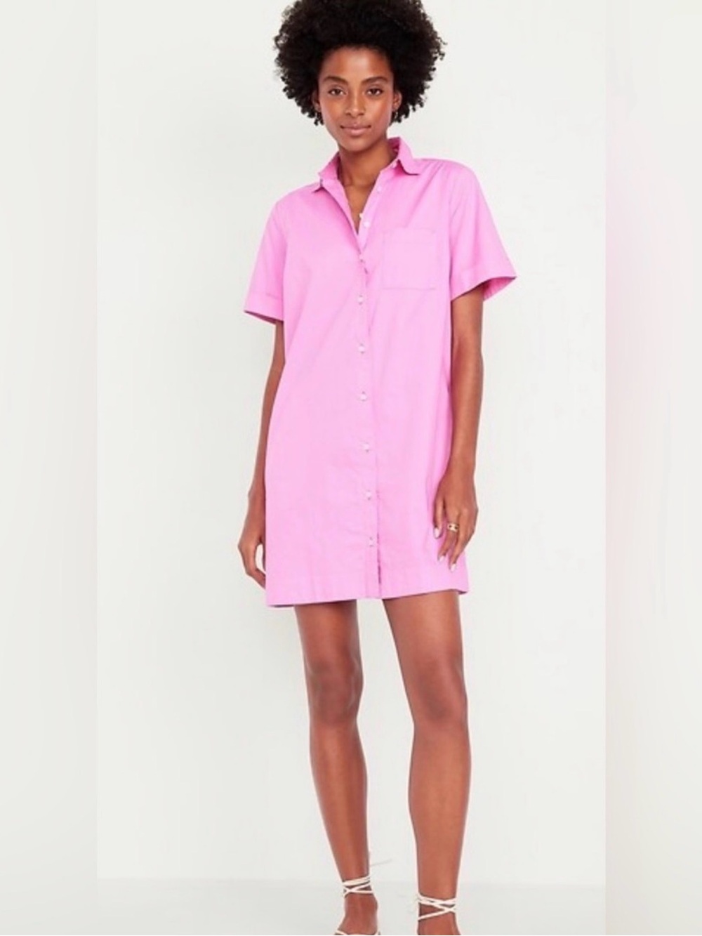 Old Navy Pink Button-Front Shirt Midi Dress